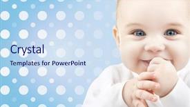  Presentation with childhood - Theme consisting of blue and white polka dot background and a sky blue colored foreground