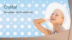  Presentation with happiness - PPT theme having blue and white polka dot background and a sky blue colored foreground