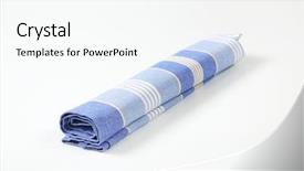  Presentation with tablecloth - Beautiful presentation theme featuring blue and white striped tablecloth on white background backdrop and a white colored foreground