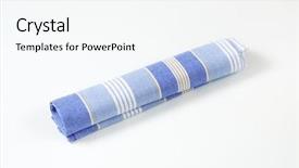 Presentation with tablecloth - Audience pleasing PPT theme consisting of blue and white striped tablecloth on white background backdrop and a white colored foreground