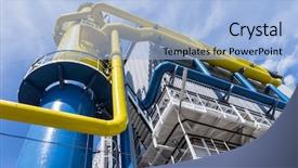  Presentation with sky blue and golden yellow - Presentation having blue and yellow big pipelines background and a  colored foreground