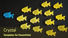  Presentation with fishes - Amazing presentation design having blue-and-yellow-fishes backdrop and a tawny brown colored foreground