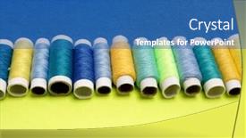  Presentation with thread - Theme with blue-and-yellow-sewing-thread background and a ocean colored foreground
