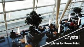  Presentation with airport security - Cool new PPT theme with blue arm-chair in airport backdrop and a dark gray colored foreground