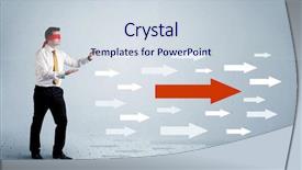  Presentation with find - Slide deck enhanced with blue arrow sign pointing forward background and a sky blue colored foreground