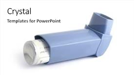  Presentation with inhaler - Audience pleasing PPT theme consisting of blue asthma inhaler isolated backdrop and a white colored foreground