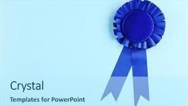  Presentation with prize - PPT layouts featuring blue award prize ribbon background and a cool aqua colored foreground