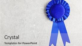  Presentation with blue award - PPT layouts consisting of blue award prize ribbon background and a light gray colored foreground