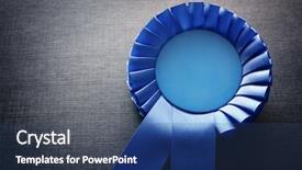  Presentation with blue award - Amazing PPT theme having blue award rosette with ribbons backdrop and a ocean colored foreground