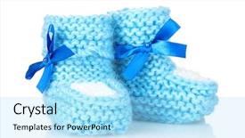  Presentation with baby congratulation boy blue - Colorful slides enhanced with blue baby booties blue isolated backdrop and a arctic colored foreground