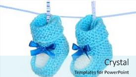  Presentation with baby congratulation boy blue - Amazing presentation having blue baby booties blue isolated backdrop and a arctic colored foreground