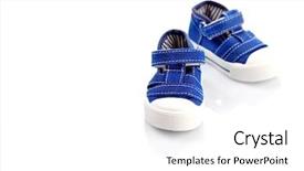  Presentation with baby shoes - Presentation theme consisting of blue baby shoes on white - baby stuff background and a white colored foreground