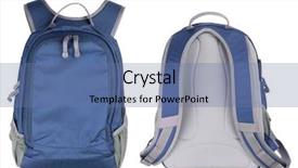  Presentation with backpack - PPT theme consisting of blue back - backpack on white background background and a ocean colored foreground