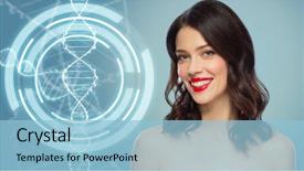  Presentation with genetics - Beautiful PPT theme featuring blue background and dna backdrop and a light blue colored foreground