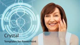  Presentation with anti age - Audience pleasing presentation theme consisting of blue background and dna backdrop and a light blue colored foreground