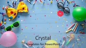  Presentation with colorful birthday frame party - Beautiful slides featuring blue background happy birthday backdrop and a light blue colored foreground