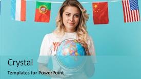  Presentation with blue earth puzzle - Slides with blue background holding earth globe background and a light blue colored foreground