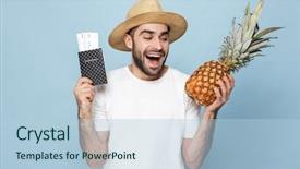  Presentation with blank - Slide deck with blue background holding pineapple background and a light blue colored foreground