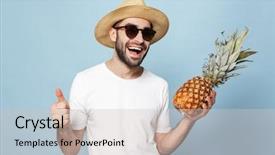  Presentation with pineapple - Audience pleasing PPT layouts consisting of blue background holding pineapple backdrop and a soft green colored foreground