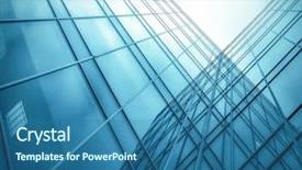  Presentation with high rise building - Beautiful presentation featuring blue background of glass high backdrop and a ocean colored foreground