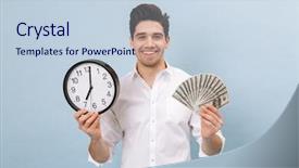  Presentation with cheerful - PPT theme with blue background showing money background and a lemonade colored foreground