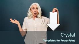  Presentation with dark blue - Colorful theme enhanced with background wall holding arrow down backdrop and a tawny brown colored foreground