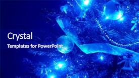  Presentation with christmas tree - Beautiful presentation theme featuring blue background with christmas tree backdrop and a navy blue colored foreground