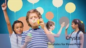  Presentation with blue balloons - Theme having blue background with colorful background and a light blue colored foreground