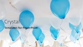  Presentation with balloons blue - Presentation having blue-balloons-in-birthday-party background and a light blue colored foreground