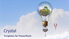  Presentation with high throughput satellite - Slide deck enhanced with blue baloons - aerostats flying high background and a  colored foreground