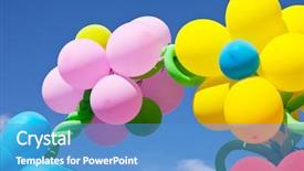  Presentation with balloons blue - Beautiful presentation theme featuring blue baloons - balloons backdrop and a teal colored foreground