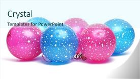  Presentation with pink and white balloons - Slide deck featuring blue baloons - colorful balloons isolated on white background and a  colored foreground