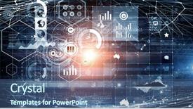  Presentation with blue global - PPT theme consisting of blue based technology - global connection and interaction mixed background and a  colored foreground