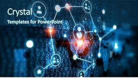  Presentation with social media - PPT layouts featuring blue based technology - social communication and networking mixed background and a ocean colored foreground