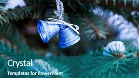  Presentation with hawaiian luau hanging decorative christmas - Beautiful slide deck featuring blue bells christmas decoration hanging backdrop and a ocean colored foreground