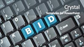  Presentation with bid - Beautiful PPT theme featuring blue bid key on keyboard backdrop and a gray colored foreground