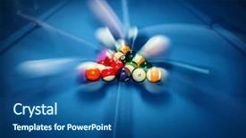  Presentation with billiard - Amazing PPT theme having blue billiard table with colorful backdrop and a ocean colored foreground