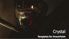  Presentation with blue laser - PPT theme with blue black edge - man of the future background and a wine colored foreground