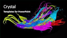  Presentation with stripe - Colorful PPT theme enhanced with blue black line bubble - colored splashes in stripe shape backdrop and a  colored foreground