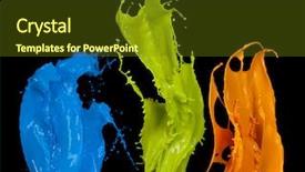  Presentation with stripe - Slide deck having blue black line bubble - colored splashes in stripe shape background and a  colored foreground