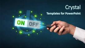  Presentation with remote - PPT layouts having blue black line bubble - hand holding a remote control background and a  colored foreground