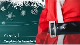  Presentation with santa claus holding scroll paper - Slides featuring blue black line wave - digital composite of christmas santa background and a ocean colored foreground