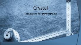  Presentation with tape - Presentation design enhanced with blue black line wave - measuring tape on table background background and a light blue colored foreground