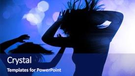  Presentation with dancing silhouettes - Audience pleasing PPT theme consisting of blue black shape - dancing silhouettes of women backdrop and a navy blue colored foreground