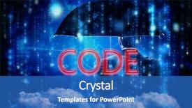  Presentation with binary blue - Theme consisting of blue blurred letters falling background and a  colored foreground