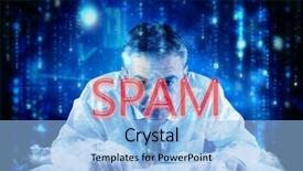  Presentation with spam - Presentation with blue blurred letters falling background and a  colored foreground