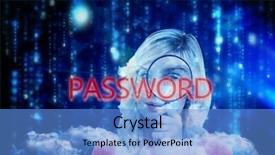  Presentation with password - Theme consisting of blue blurred letters falling background and a teal colored foreground