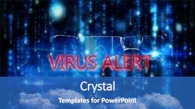  Presentation with alert - Audience pleasing PPT theme consisting of blue blurred letters falling backdrop and a teal colored foreground