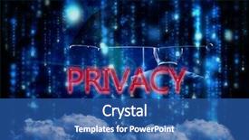  Presentation with privacy - PPT theme having blue blurred letters falling background and a ocean colored foreground