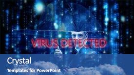  Presentation with binary blue - Presentation design having blue blurred letters falling background and a  colored foreground